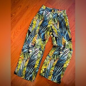 Milk & Honey Wide Leg Pants Tropical Palazzo Beach Rayon Pull On Resort EC sz S